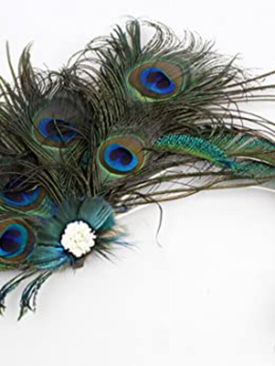 Peacock Feather Hair Clip Fascinator Hat 1920s Hair Accessories for Women Church